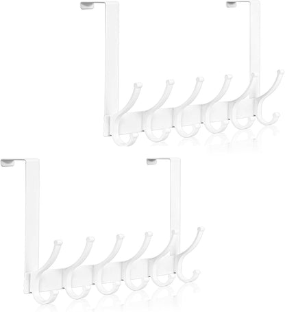 Over The Door Hooks, Door Hanger Hooks for Hanging, Over The Doors Towel Racks for Bathroom, Coat Rack Dorm Essentials (White, Fit 1-3/4" Doors)