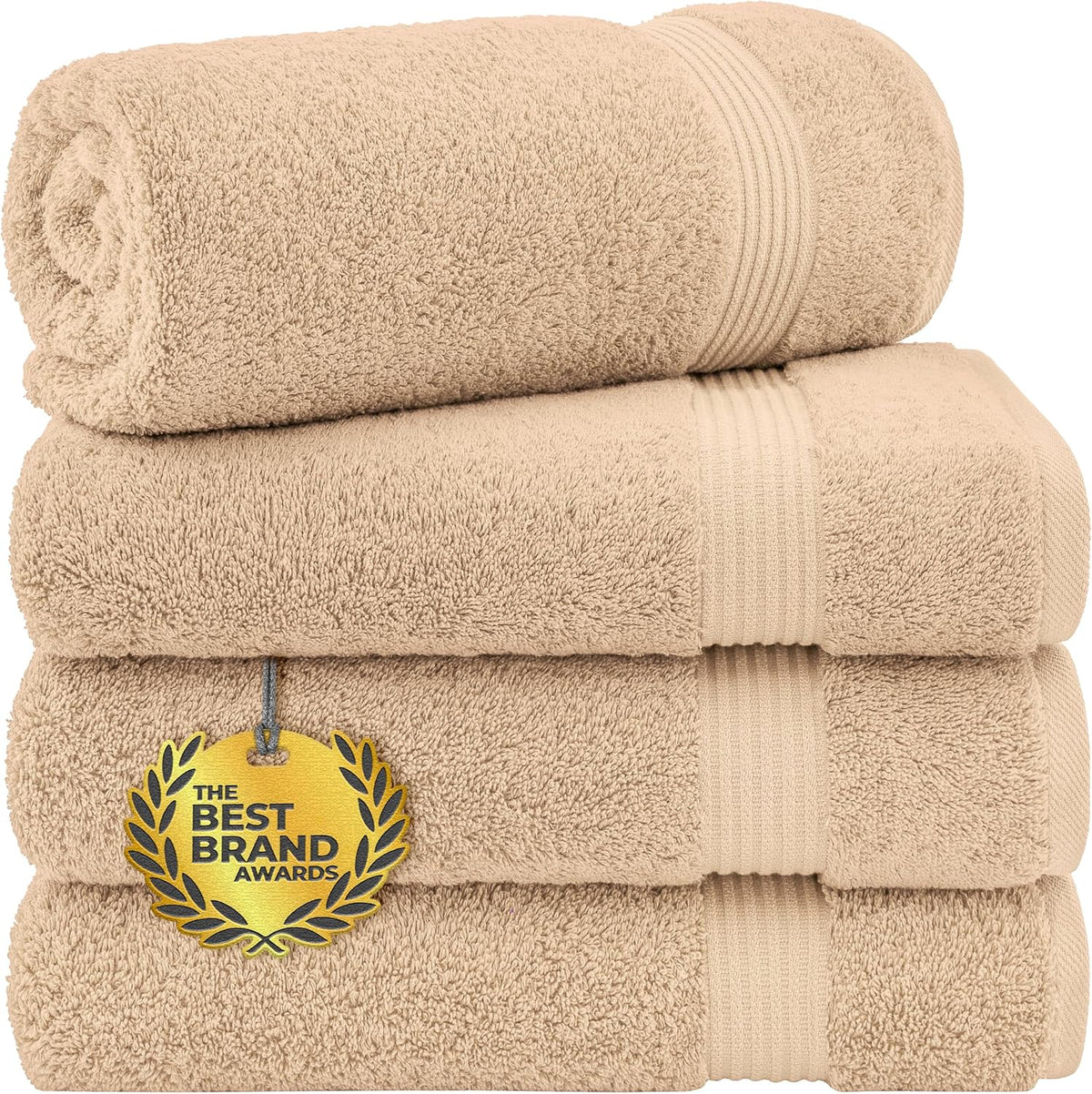 Cotton Paradise 100% Cotton Turkish Towel Set, Soft Absorbent Quick Dry, 6 Piece Towel Set, Beige
