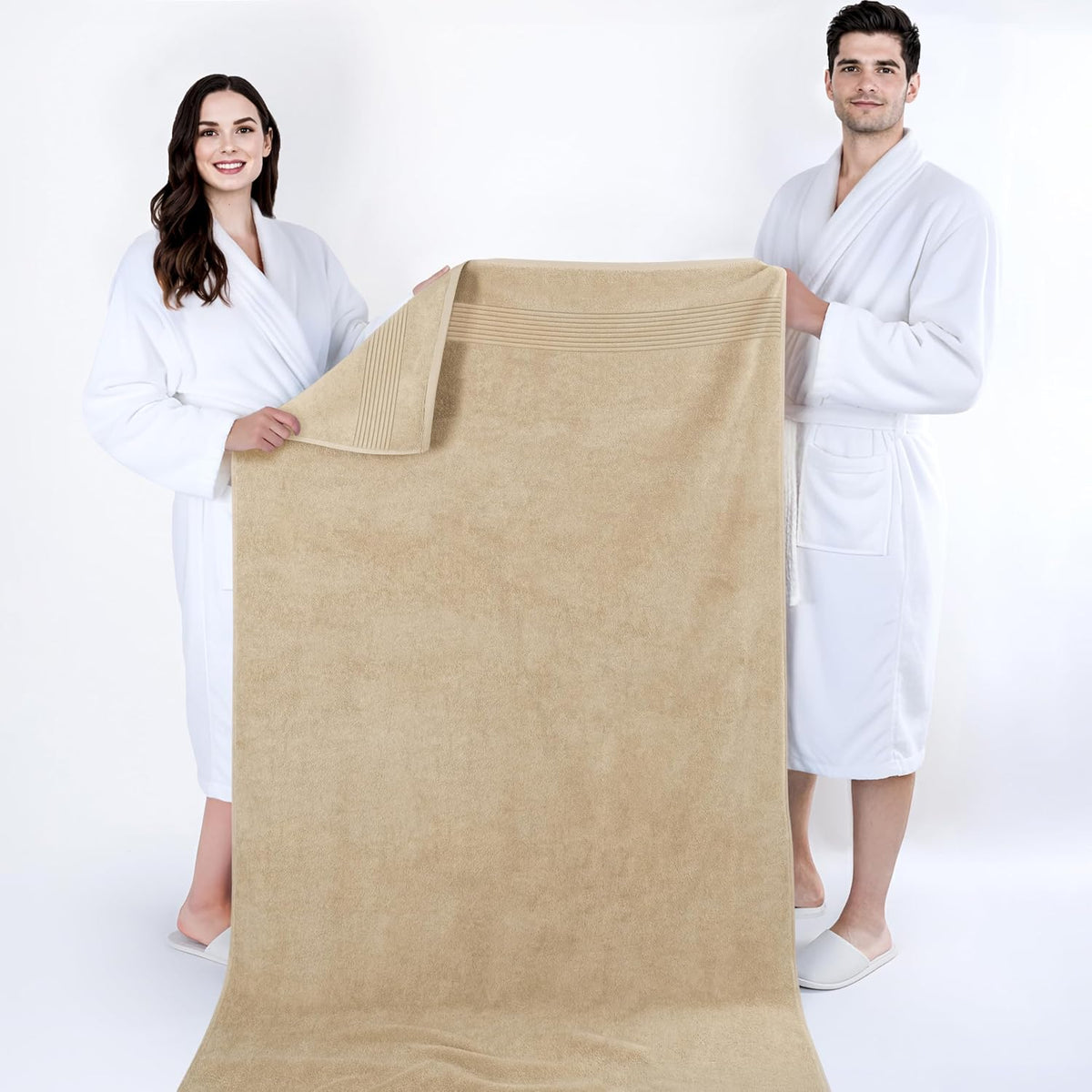 Cotton Paradise 100% Cotton Turkish Towel Set, Soft Absorbent Quick Dry, 6 Piece Towel Set, Beige