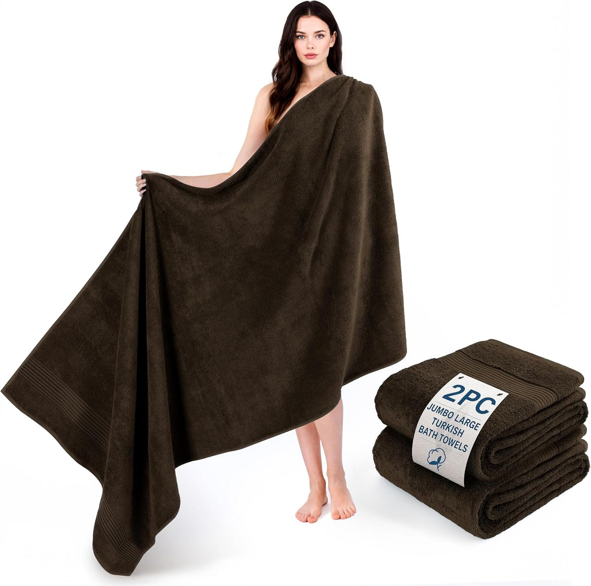 Cotton Paradise 100% Cotton Turkish Towel Set, Soft Absorbent Quick Dry, 6 Piece Towel Set, Beige