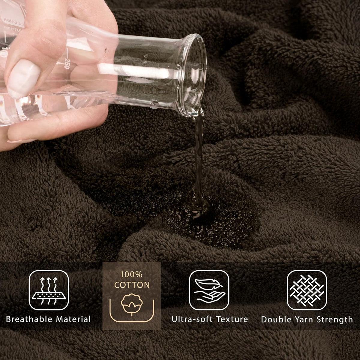 Cotton Paradise 100% Cotton Turkish Towel Set, Soft Absorbent Quick Dry, 6 Piece Towel Set, Beige