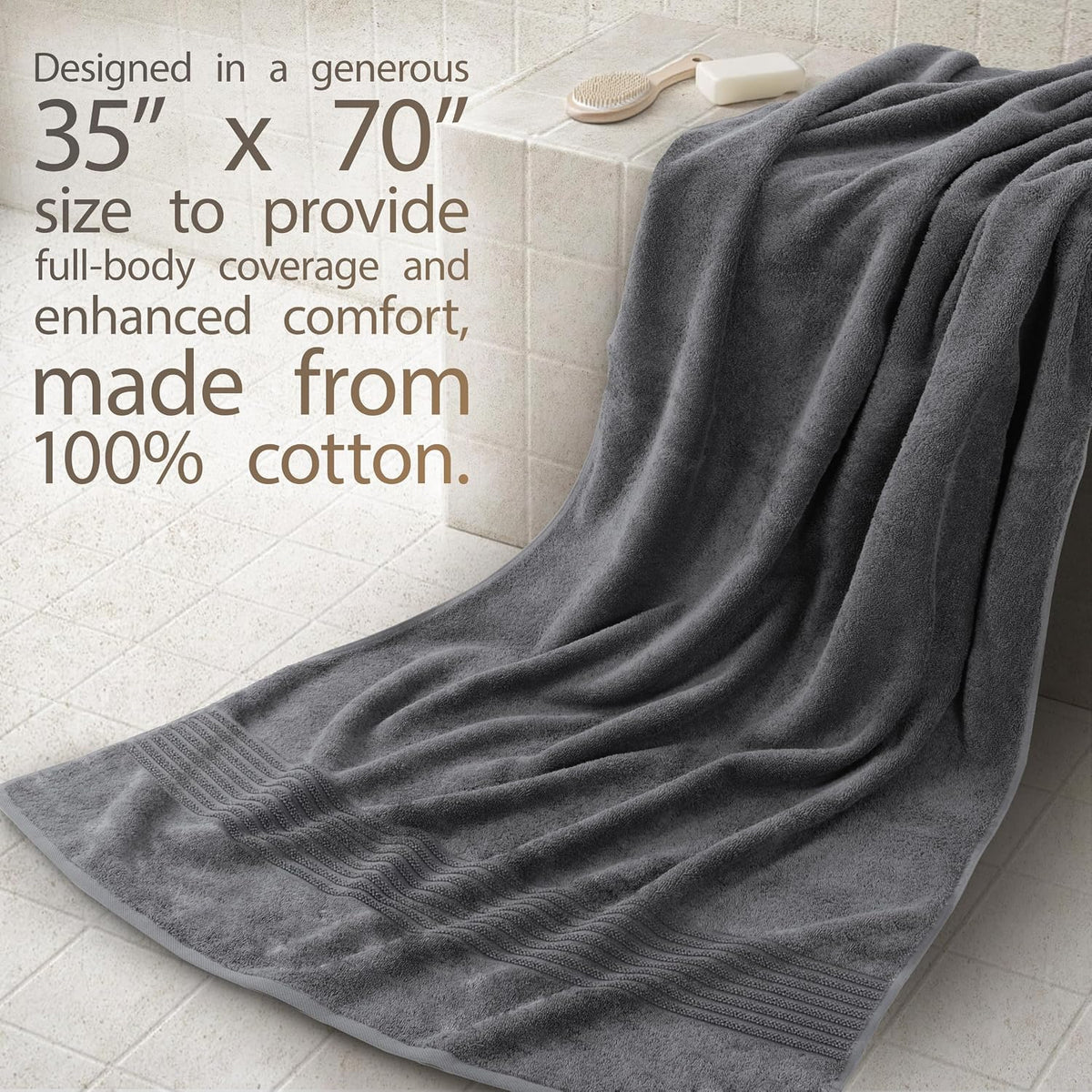 Cotton Paradise 100% Cotton Turkish Towel Set, Soft Absorbent Quick Dry, 6 Piece Towel Set, Beige
