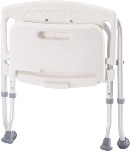 Folding Bath Seat with Back Support, Portable Shower Bench, White