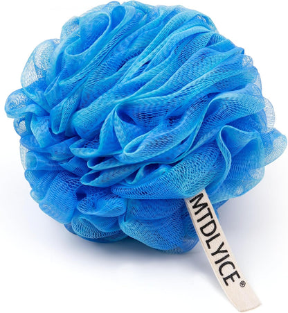 Loofah Sponge, XXL Large Loofah 100g 4 Pack, Bath Sponge Soft Mesh Shower Loofah for Men, Body Scrub, Shower Pouf Bath Accessories, for Body Wash, Soap (Blue Gray)