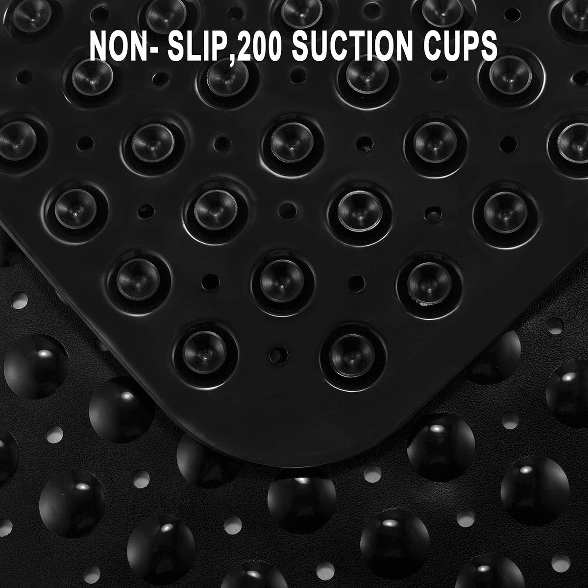 Bath and Shower Safety Mats 40x16 inch, Non Slip with Suction Cups for Bathroom Stall and Tub Floor, Extra Large and Machine Washable, Drain Holes Keep Bathtub Clean, Clear