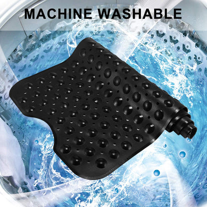 Bath and Shower Safety Mats 40x16 inch, Non Slip with Suction Cups for Bathroom Stall and Tub Floor, Extra Large and Machine Washable, Drain Holes Keep Bathtub Clean, Clear