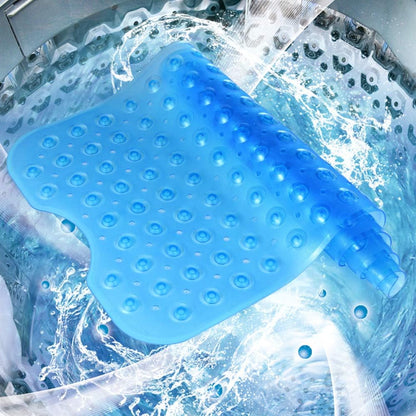 Bath and Shower Safety Mats 40x16 inch, Non Slip with Suction Cups for Bathroom Stall and Tub Floor, Extra Large and Machine Washable, Drain Holes Keep Bathtub Clean, Clear