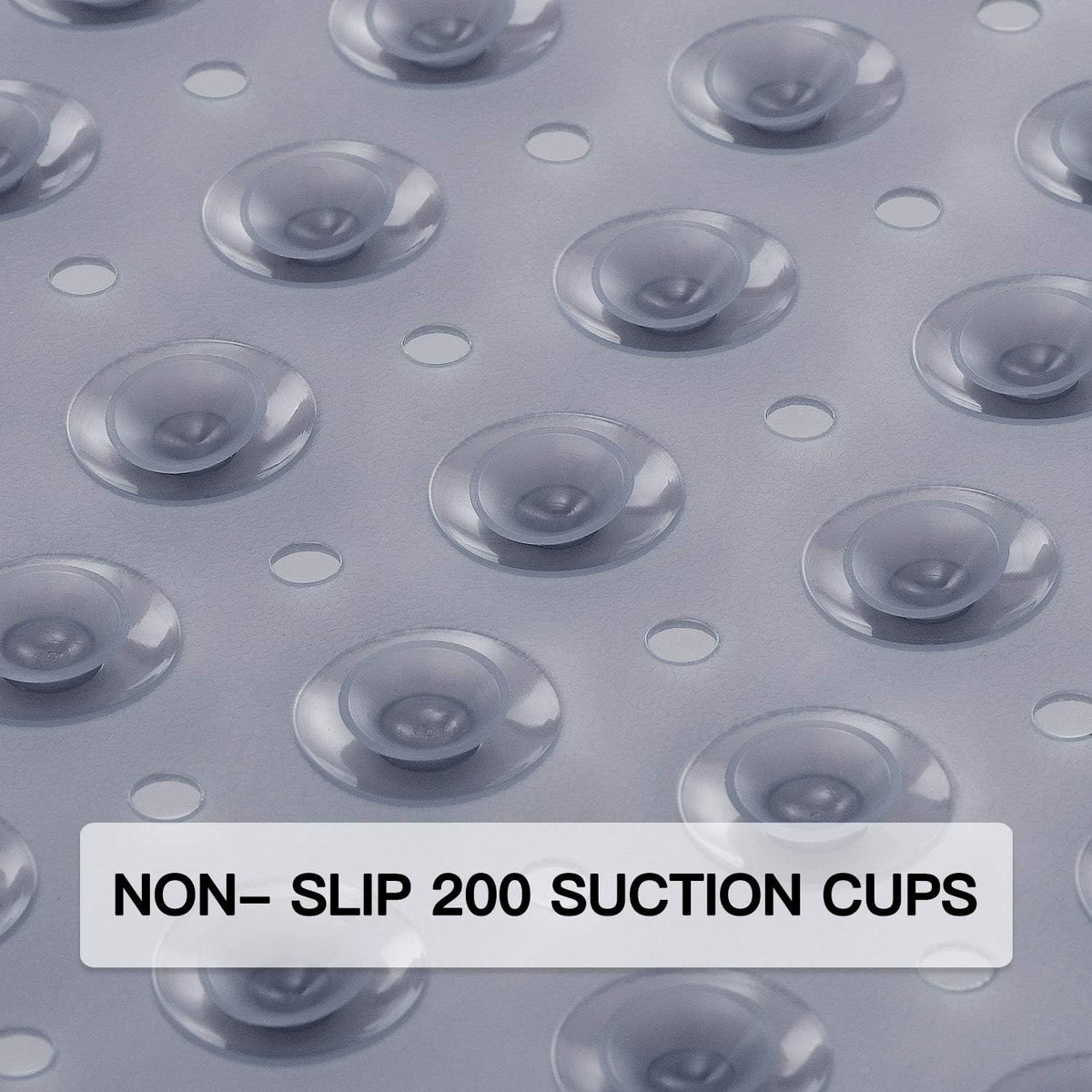 Bath and Shower Safety Mats 40x16 inch, Non Slip with Suction Cups for Bathroom Stall and Tub Floor, Extra Large and Machine Washable, Drain Holes Keep Bathtub Clean, Clear