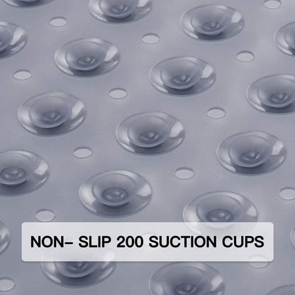 Bath and Shower Safety Mats 40x16 inch, Non Slip with Suction Cups for Bathroom Stall and Tub Floor, Extra Large and Machine Washable, Drain Holes Keep Bathtub Clean, Clear