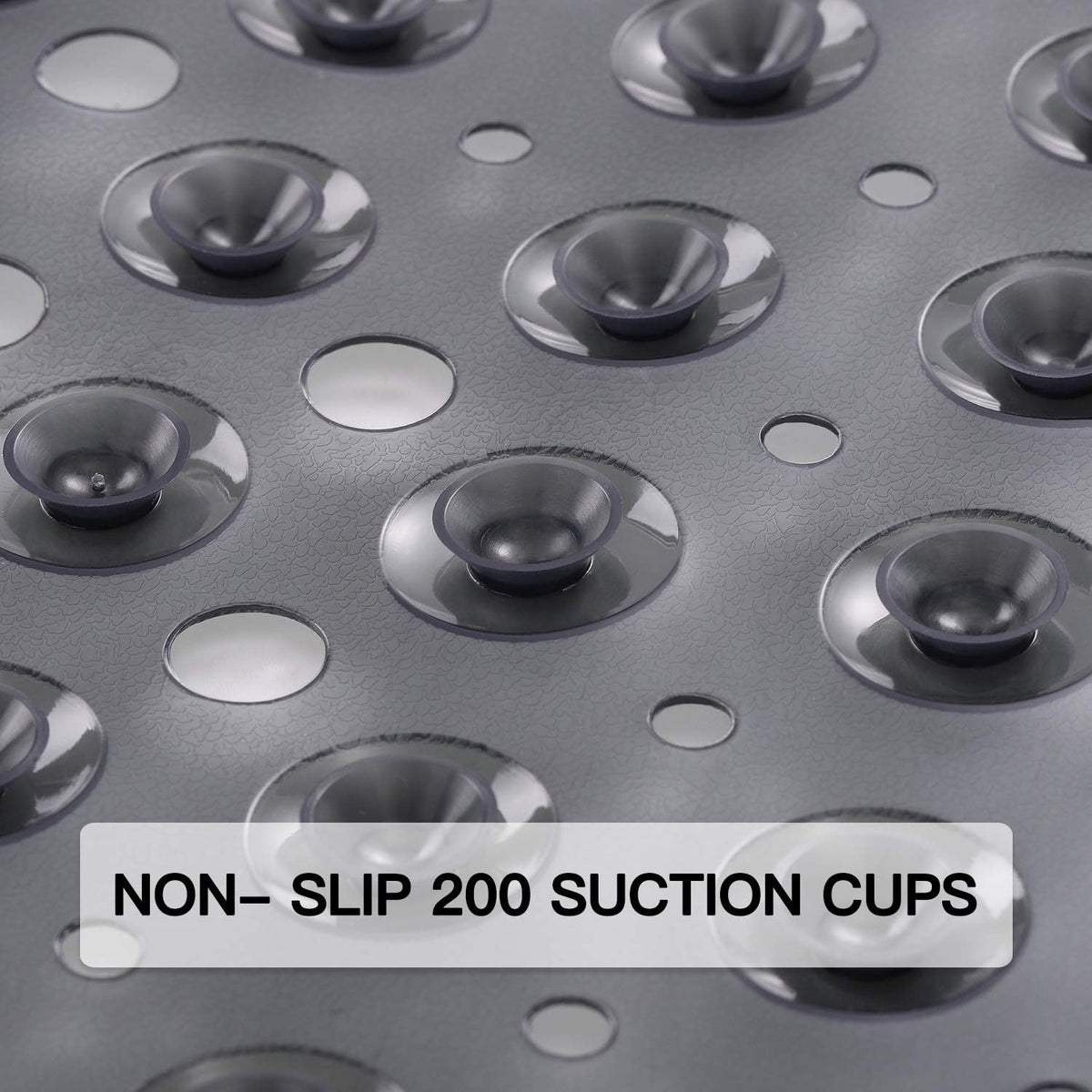 Bath and Shower Safety Mats 40x16 inch, Non Slip with Suction Cups for Bathroom Stall and Tub Floor, Extra Large and Machine Washable, Drain Holes Keep Bathtub Clean, Clear