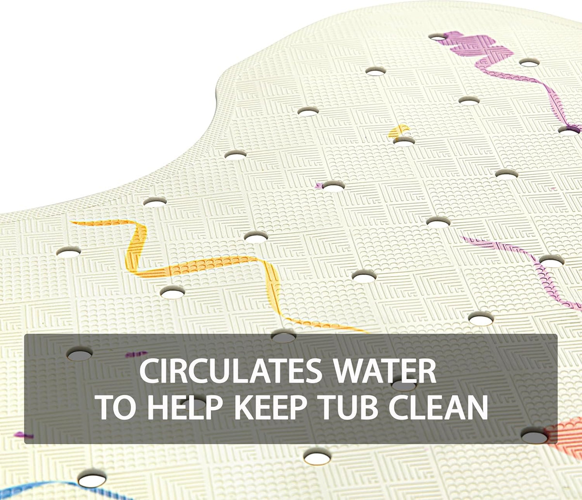 Bath and Shower Safety Mats 40x16 inch, Non Slip with Suction Cups for Bathroom Stall and Tub Floor, Extra Large and Machine Washable, Drain Holes Keep Bathtub Clean, Clear