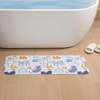 Bath and Shower Safety Mats 40x16 inch, Non Slip with Suction Cups for Bathroom Stall and Tub Floor, Extra Large and Machine Washable, Drain Holes Keep Bathtub Clean, Clear