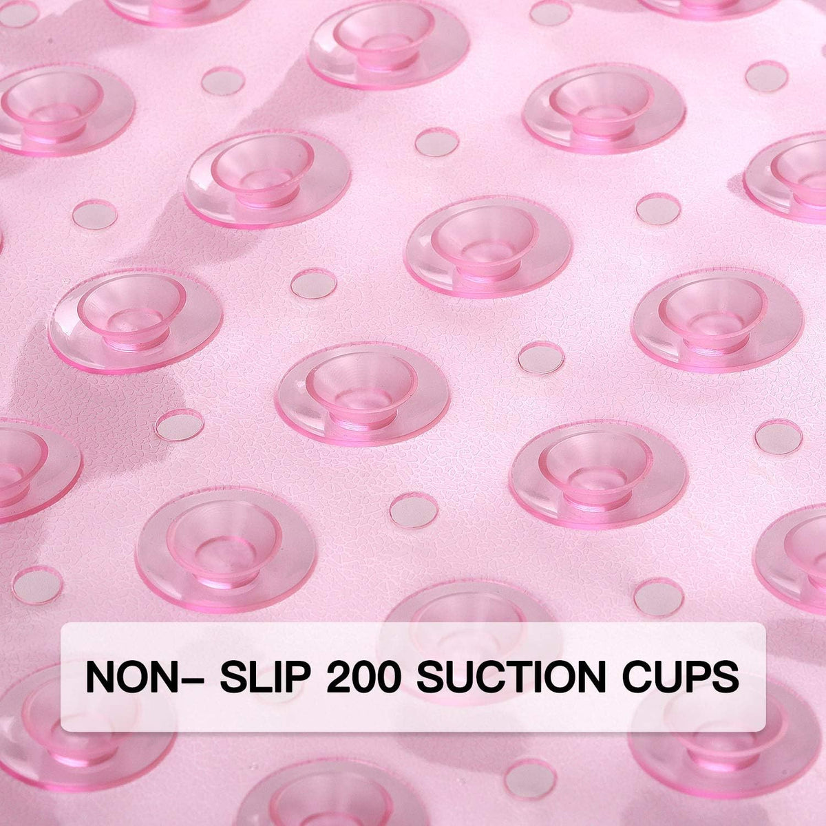 Bath and Shower Safety Mats 40x16 inch, Non Slip with Suction Cups for Bathroom Stall and Tub Floor, Extra Large and Machine Washable, Drain Holes Keep Bathtub Clean, Clear