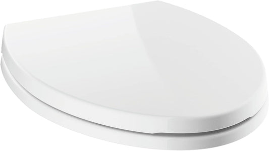 Faucet Morgan Elongated Slow-Close White Toilet Seat with Non-Slip Seat Bumpers, White 811903-WH