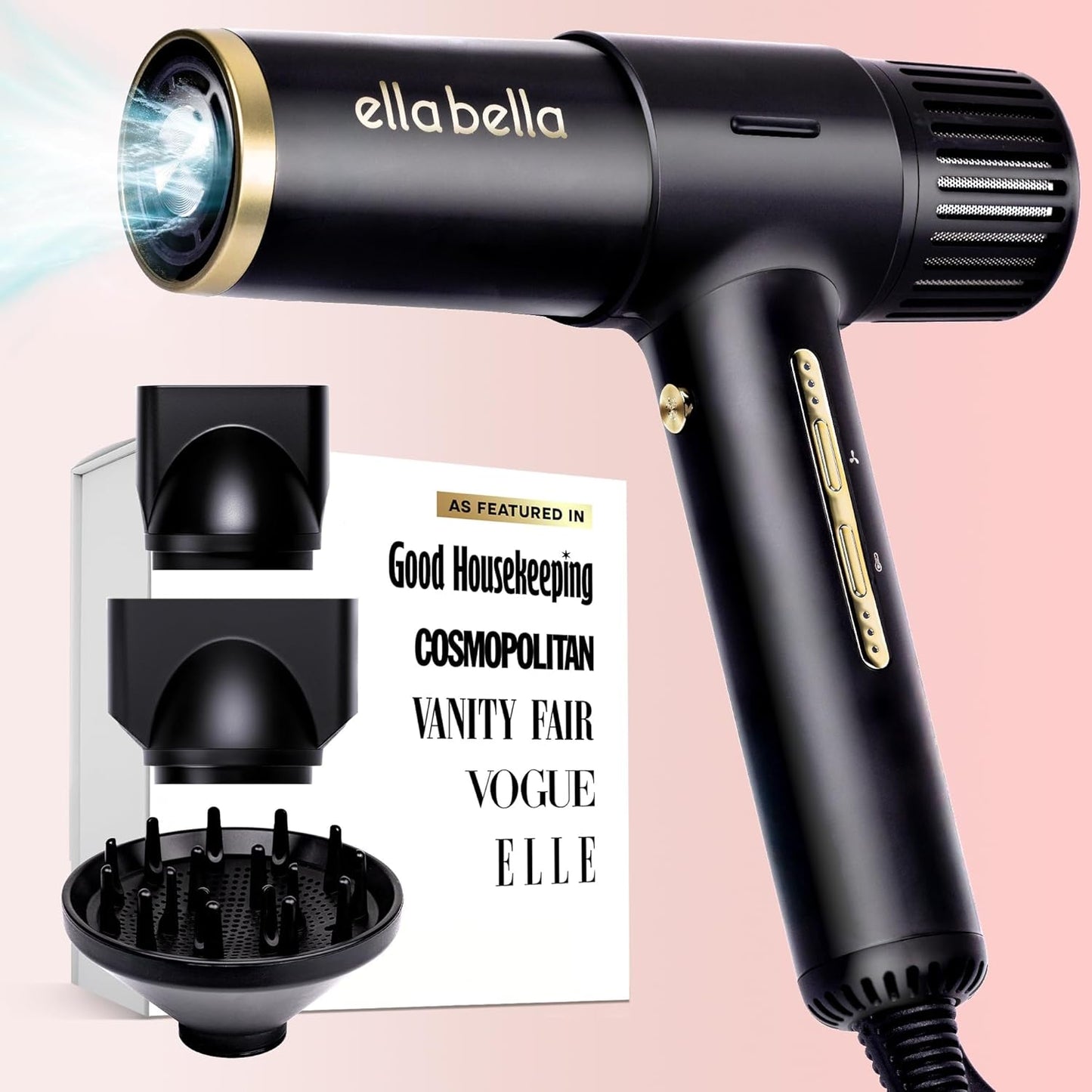 ® Ionic Salon Hair Dryer with Diffuser - Blow Dryer, Quiet