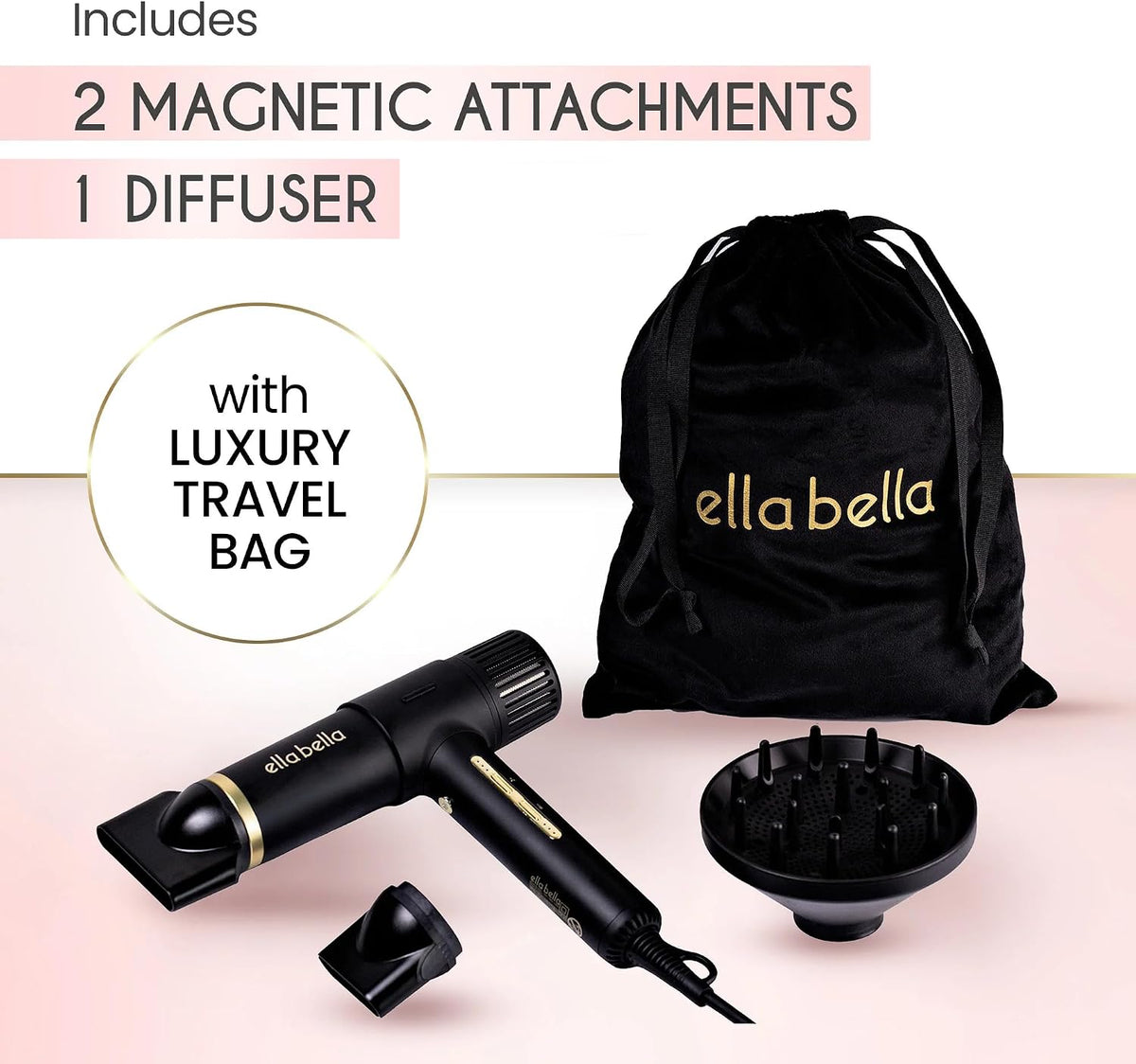 ® Ionic Salon Hair Dryer with Diffuser - Blow Dryer, Quiet