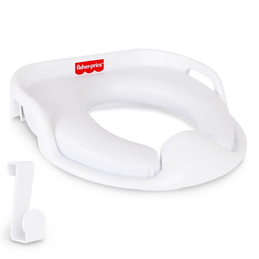 ™ Ready & Steady Potty Seat – Deluxe Soft Padded Potty Ring with Handles, Splash Guard, and Storage Hook for Toddlers Potty Training, White