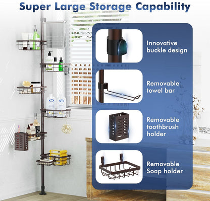 Shower Caddy Organizer Tension Pole, Corner Shower Shelves Bathroom Storage