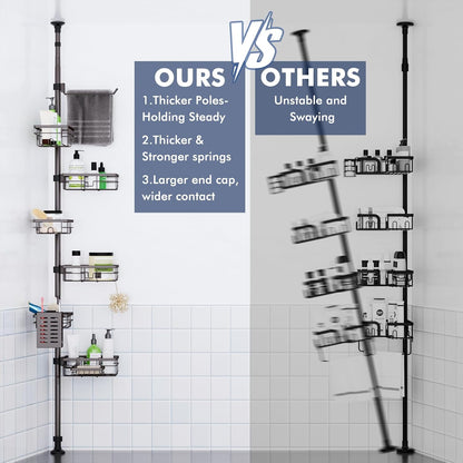Shower Caddy Organizer Tension Pole, Corner Shower Shelves Bathroom Storage