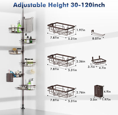 Shower Caddy Organizer Tension Pole, Corner Shower Shelves Bathroom Storage