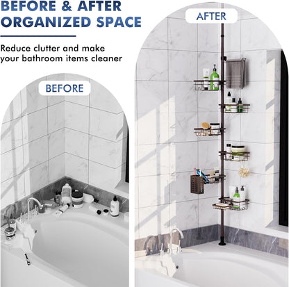 Shower Caddy Organizer Tension Pole, Corner Shower Shelves Bathroom Storage