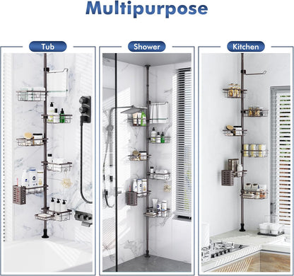 Shower Caddy Organizer Tension Pole, Corner Shower Shelves Bathroom Storage