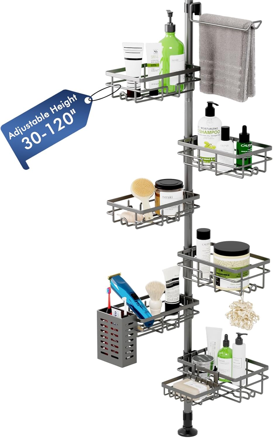 Shower Caddy Organizer Tension Pole, Corner Shower Shelves Bathroom Storage