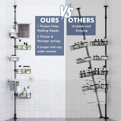 Shower Caddy Organizer Tension Pole, Corner Shower Shelves Bathroom Storage