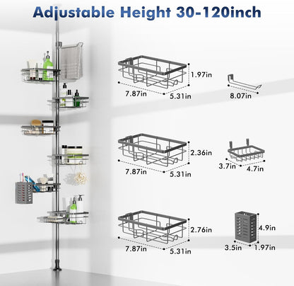 Shower Caddy Organizer Tension Pole, Corner Shower Shelves Bathroom Storage