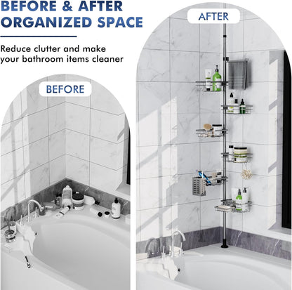 Shower Caddy Organizer Tension Pole, Corner Shower Shelves Bathroom Storage
