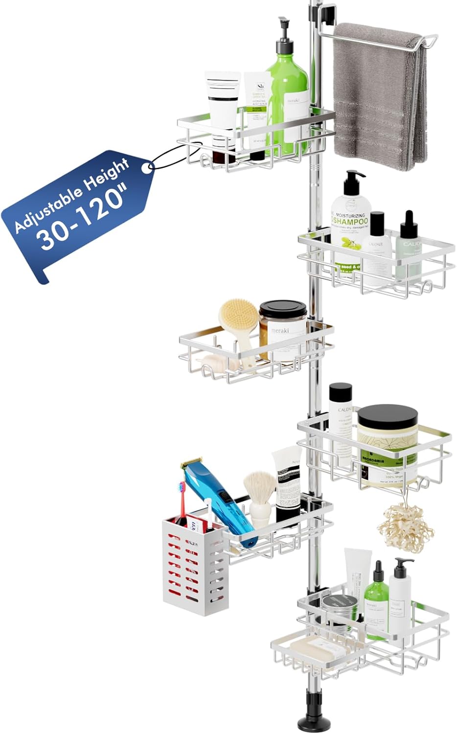 Shower Caddy Organizer Tension Pole, Corner Shower Shelves Bathroom Storage