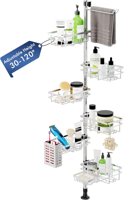 Shower Caddy Organizer Tension Pole, Corner Shower Shelves Bathroom Storage