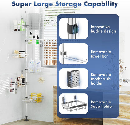 Shower Caddy Organizer Tension Pole, Corner Shower Shelves Bathroom Storage