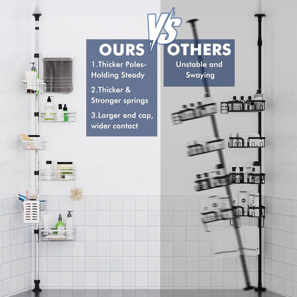 Shower Caddy Organizer Tension Pole, Corner Shower Shelves Bathroom Storage