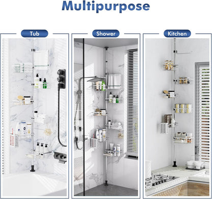 Shower Caddy Organizer Tension Pole, Corner Shower Shelves Bathroom Storage