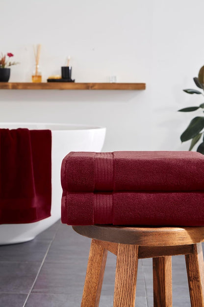 2-Piece Bath Towels, 30x60 550GSM– 30x60 Inches, 100% Turkish Cotton, Luxury Quick Dry, Extra Large, Fade-Resistant, Eco-Friendly, Spa Towel, Cotton Towel (Brick Red)