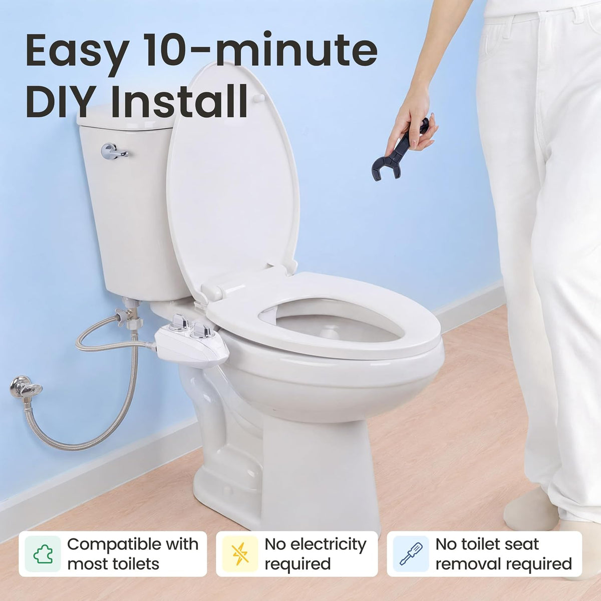 NEO 185 PLUS - Patented Bidet Attachment for Toilet, White