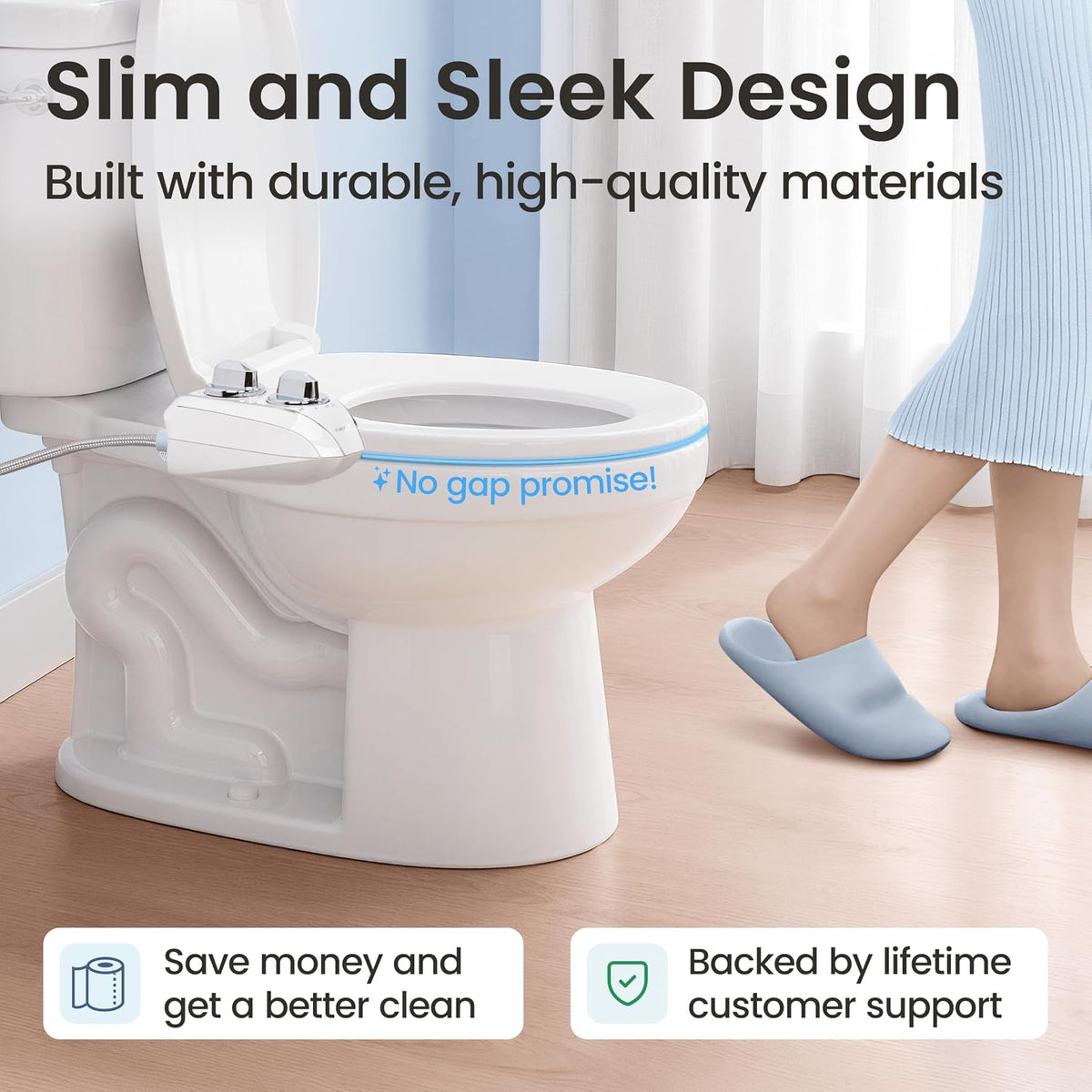 NEO 185 PLUS - Patented Bidet Attachment for Toilet, White