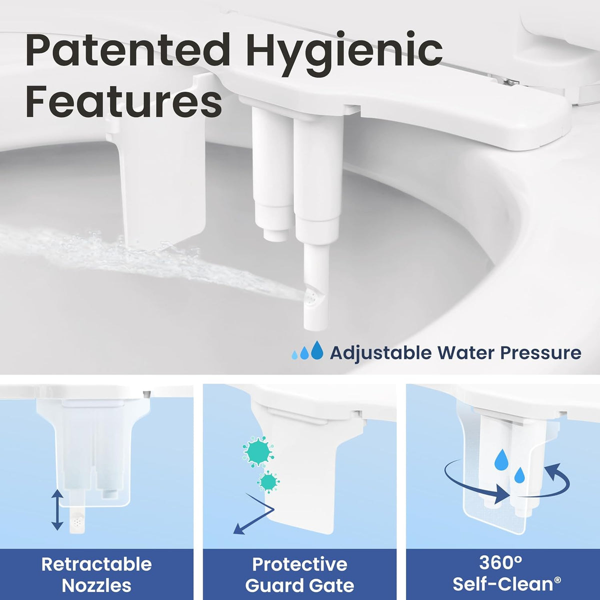 NEO 185 PLUS - Patented Bidet Attachment for Toilet, White