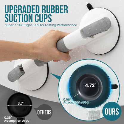 Shower Grab Bars,Suction Shower Handles,Upgraded,330lbs,Silver