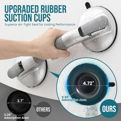 Shower Grab Bars,Suction Shower Handles,Upgraded,330lbs,Silver