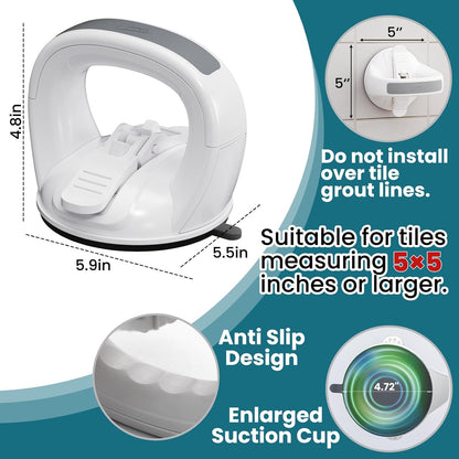 Shower Grab Bars,Suction Shower Handles,Upgraded,330lbs,Silver