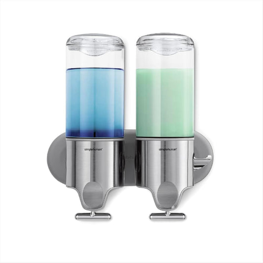 Triple Wall Mount Pumps, Hotel-Grade Refillable 3-Chamber Shampoo Conditioner Body Wash Shower Dispenser, T-Bar Lever, No-Drill Install, for Bathrooms, Hotels, and Airbnbs, Stainless Steel