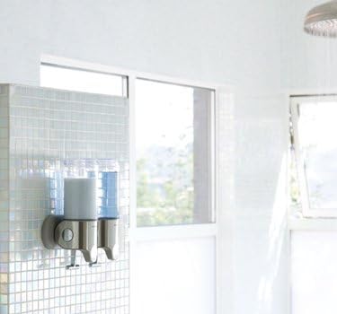 Triple Wall Mount Pumps, Hotel-Grade Refillable 3-Chamber Shampoo Conditioner Body Wash Shower Dispenser, T-Bar Lever, No-Drill Install, for Bathrooms, Hotels, and Airbnbs, Stainless Steel
