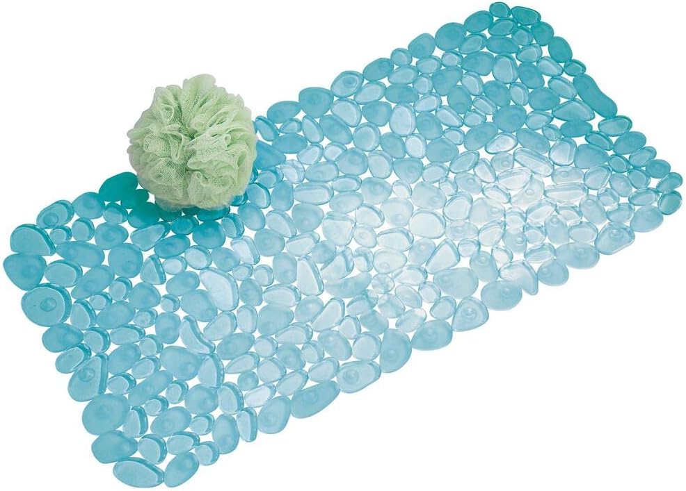 Pebblz Non-Slip Suction Bath Mat, Green, 26" x 13.5" | For Shower and Bathtub