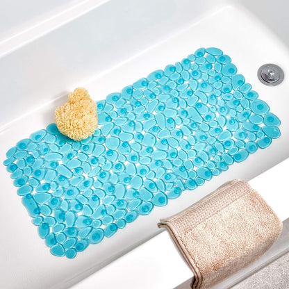 Pebblz Non-Slip Suction Bath Mat, Green, 26" x 13.5" | For Shower and Bathtub