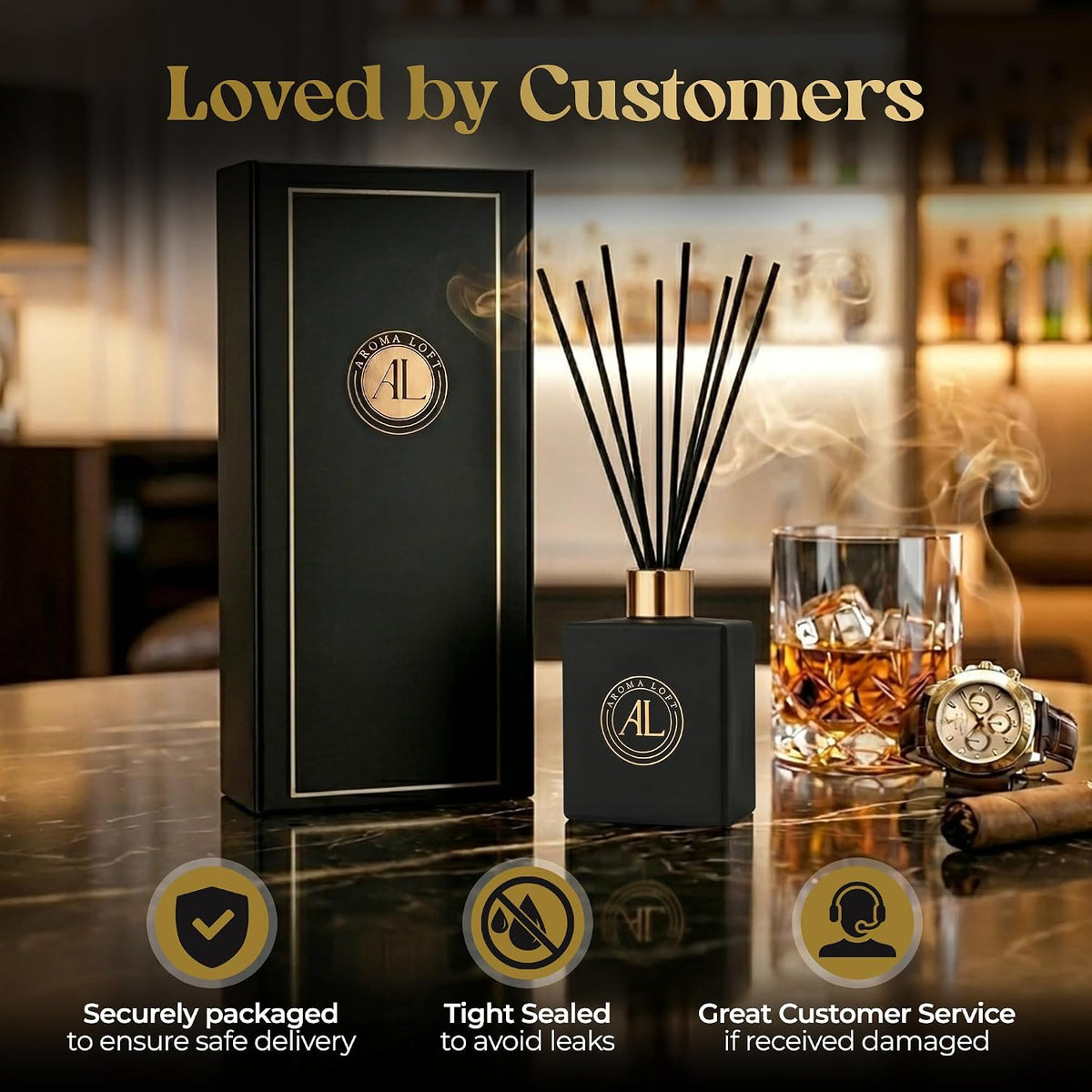 Black Reed Diffusers for Home | Premium Fragrance Diffuser | Reed Diffuser Sticks in Oil Set with Cashmere Vanilla Scent | Smell Good Stuff | Long-Lasting Oil for Bathroom & Office (5 oz)
