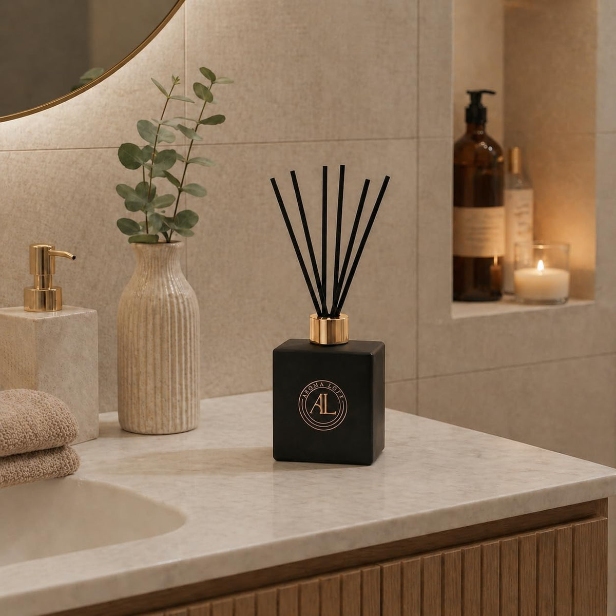 Black Reed Diffusers for Home | Premium Fragrance Diffuser | Reed Diffuser Sticks in Oil Set with Cashmere Vanilla Scent | Smell Good Stuff | Long-Lasting Oil for Bathroom & Office (5 oz)