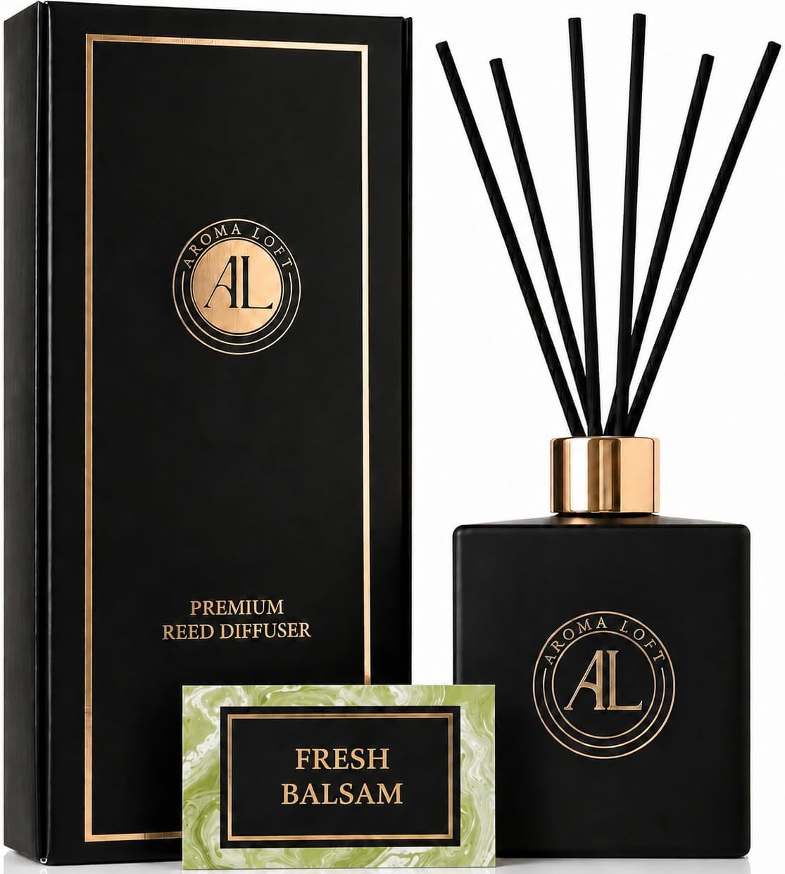 Black Reed Diffusers for Home | Premium Fragrance Diffuser | Reed Diffuser Sticks in Oil Set with Cashmere Vanilla Scent | Smell Good Stuff | Long-Lasting Oil for Bathroom & Office (5 oz)