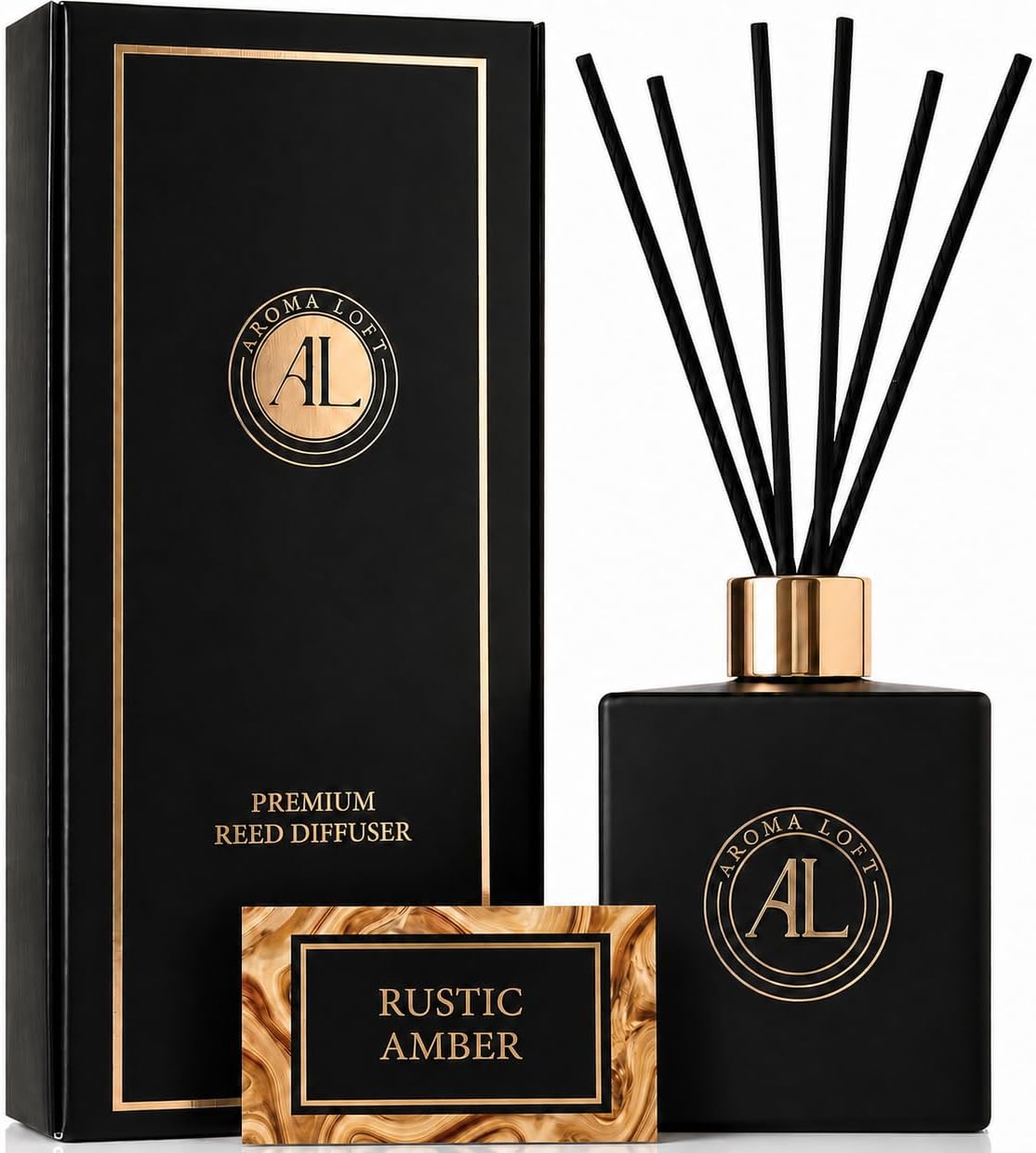 Black Reed Diffusers for Home | Premium Fragrance Diffuser | Reed Diffuser Sticks in Oil Set with Cashmere Vanilla Scent | Smell Good Stuff | Long-Lasting Oil for Bathroom & Office (5 oz)